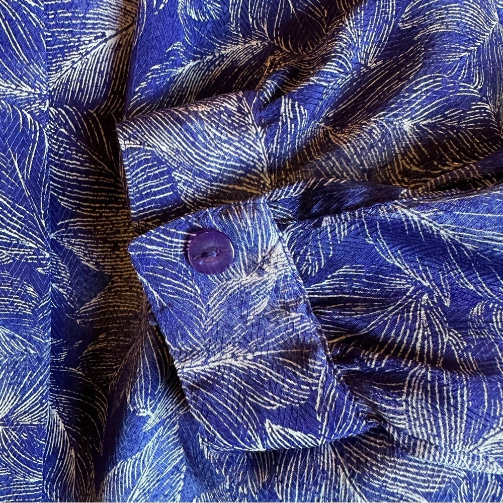 Vintage Blue/Purple Floral Blouse | Size Tag Worn, Fits Large & XLarge - Picture 4 of 8